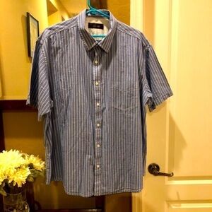 Tasso Elba stripe short button shirt XXL Cotton